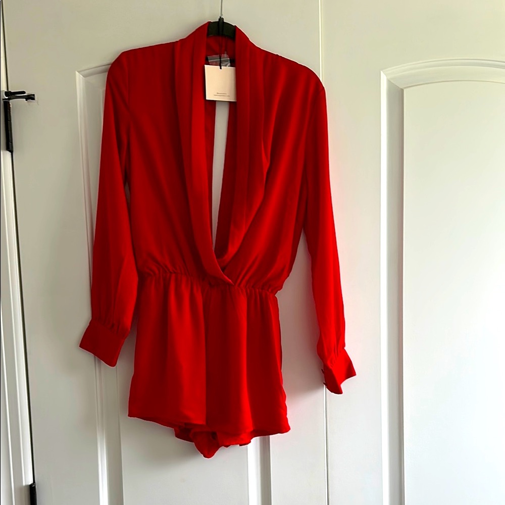 Red Long Sleeve Romper